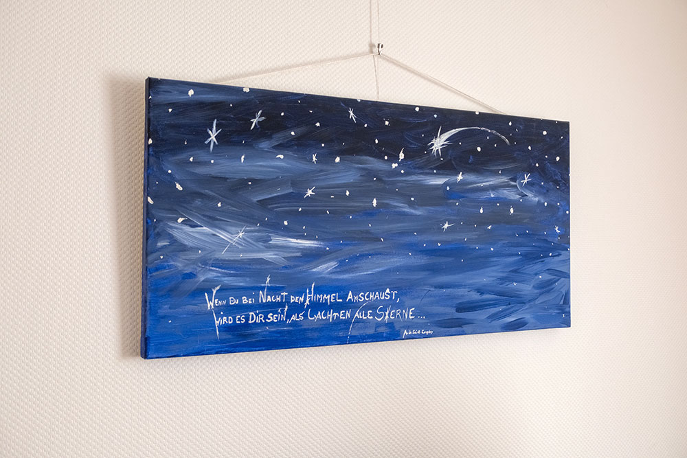 Bild Wandbild Sternenhimmel mit Spruch